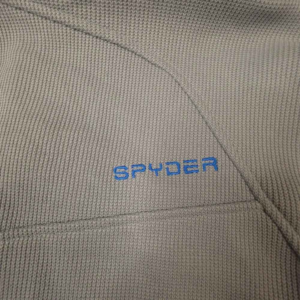 Spyder Jacket Mens Large Full‎ Zip Fleece Gray Black Blue Waffle Knit